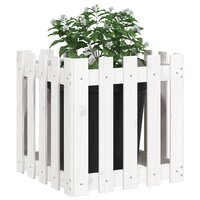 Plantenbak met hekontwerp 50x50x50 cm massief grenenhout wit 3