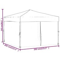 Partytent inklapbaar met zijwanden 3x3 m cr&egrave;mekleurig 9