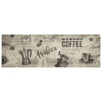 Keukenmat wasbaar koffieprint 60x180 cm fluweel grijs 2