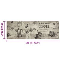Keukenmat wasbaar koffieprint 60x180 cm fluweel grijs 5