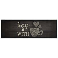 Keukenmat wasbaar kopjeprint 60x180 cm fluweel zwart 2