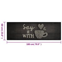 Keukenmat wasbaar kopjeprint 60x180 cm fluweel zwart 5