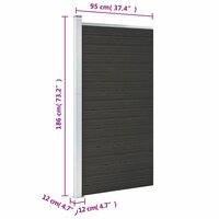 Schuttingpaneel 95x186 cm HKC zwart 9