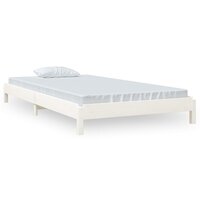 Bed stapelbaar 100x200 cm massief grenenhout wit 2