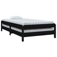 Bed stapelbaar 100x200 cm massief grenenhout zwart 5