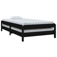 Bed stapelbaar 80x200 cm massief grenenhout zwart 5