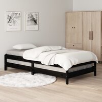 Bed stapelbaar 75x190 cm massief grenenhout zwart 4