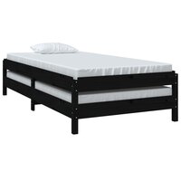 Bed stapelbaar 75x190 cm massief grenenhout zwart 5