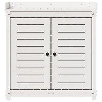 Oppottafel met schappen 82,5x50x86,5 cm massief grenenhout wit 5