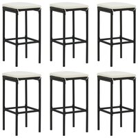 7-delige Tuinbarset met kussens poly rattan zwart 4