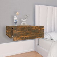 Nachtkastje zwevend 40x30x15 cm bewerkt hout gerookt eikenkleur 3