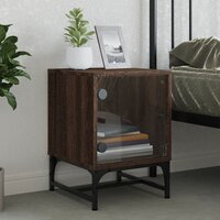 Nachtkastje met glazen deur 35x37x50 cm bruin eikenkleur 3