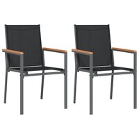 Tuinstoelen 2 st 55x61,5x90 cm textileen en staal zwart 2
