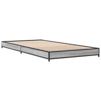 Bedframe bewerkt hout en metaal grijs sonoma eiken 100x200 cm 3