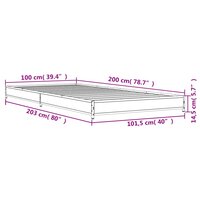 Bedframe bewerkt hout en metaal grijs sonoma eiken 100x200 cm 9