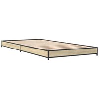Bedframe bewerkt hout en metaal sonoma eikenkleurig 75x190 cm 3