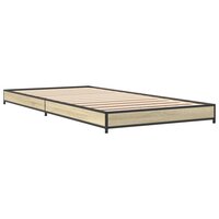 Bedframe bewerkt hout en metaal sonoma eikenkleurig 75x190 cm 6