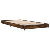 Bedframe bewerkt hout en metaal gerookt eikenkleurig 75x190 cm 3