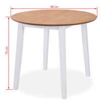 Eetkamerset MDF en rubberwood wit 5-delig 7