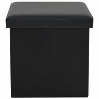 Opbergkrukken inklapbaar 2 st kunstleer zwart 6