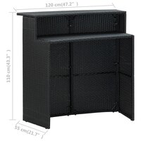 Tuinbartafel 120x55x110 cm poly rattan zwart 8