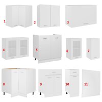 11-delige Keukenkastenset bewerkt hout wit 8