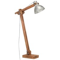 Vloerlamp E27 massief mangohout zilverkleurig 2