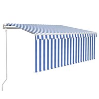 Luifel automatisch uittrekbaar met rolgordijn 3x2,5 m blauw wit 2