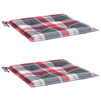 Tuinstoelkussens 2 st 40x40x3 cm oxford stof ruitpatroon rood 3