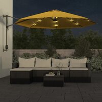 Wandparasol met LEDs 290 cm geel 3