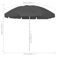 Strandparasol 240 cm antracietkleurig 6