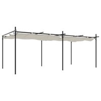 Pergola met uitschuifbaar dak 589x292x230 cr&egrave;mekleurig 2