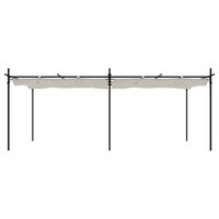 Pergola met uitschuifbaar dak 589x292x230 cr&egrave;mekleurig 3