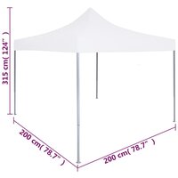 Partytent professioneel inklapbaar 2x2 m staal wit 9