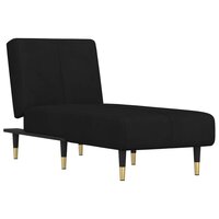 Chaise longue fluweel zwart 2