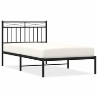 Bedframe met hoofdbord metaal zwart 100x190 cm 2