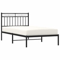Bedframe met hoofdbord metaal zwart 100x190 cm 4