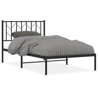 Bedframe met hoofdbord metaal zwart 100x200 cm 2