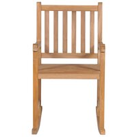 Schommelstoel met grijs geruit kussen massief teakhout 3