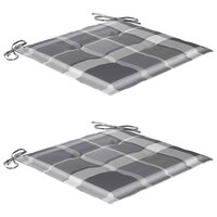 Schommelstoel met grijs geruit kussen massief teakhout 5