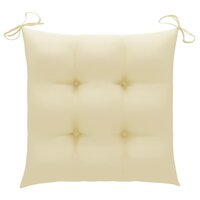 Schommelstoel met cr&egrave;mewit kussen massief teakhout 3