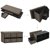 Opbergbank inklapbaar 76x38x38 cm kunstlinnen bruin 6