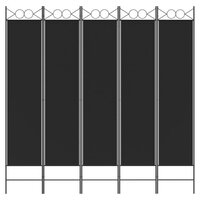Kamerscherm met 5 panelen 200x200 cm stof zwart 3