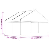 Prieel met dak 4,46x5,88x3,75 m polyetheen wit 5