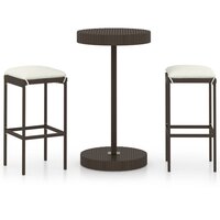 3-delige Tuinbarset met kussens poly rattan bruin 2