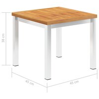 Tuinbijzettafel 45x45x38 cm massief acaciahout roestvrij staal 5