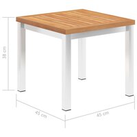 Tuinbijzettafel 45x45x38 cm massief teakhout en roestvrij staal 5