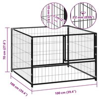 Hondenkennel 100x100x70 cm staal zwart 5