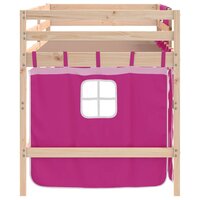 Kinderhoogslaper met gordijnen 90x190 cm grenenhout roze 8
