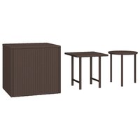 Tuinbijzettafels 3 st poly rattan bruin 2